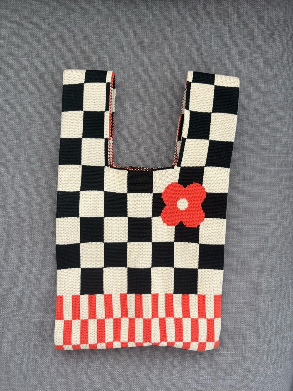 Checkerboard Knit Handbag - Picture 2 of 3